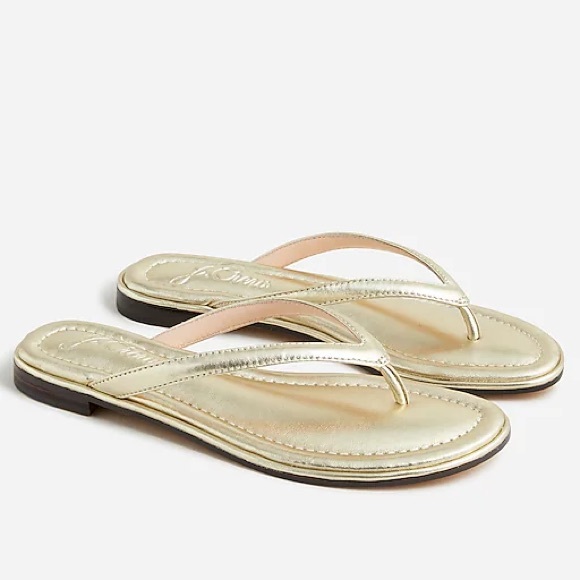 Menorca padded thong sandals in metallic leather - Picture 1 of 2